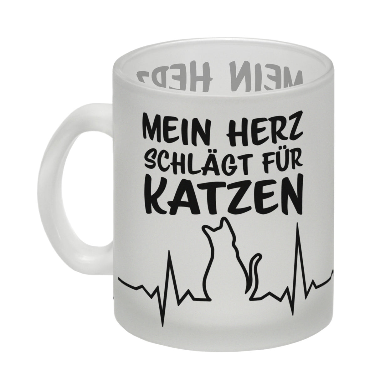 Mein Herz schlägt für Katzen Kaffeebecher mit süßem EKG Motiv