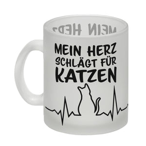 Mein Herz schlägt für Katzen Kaffeebecher mit süßem EKG Motiv