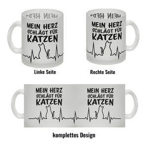 Mein Herz schlägt für Katzen Kaffeebecher mit süßem EKG Motiv