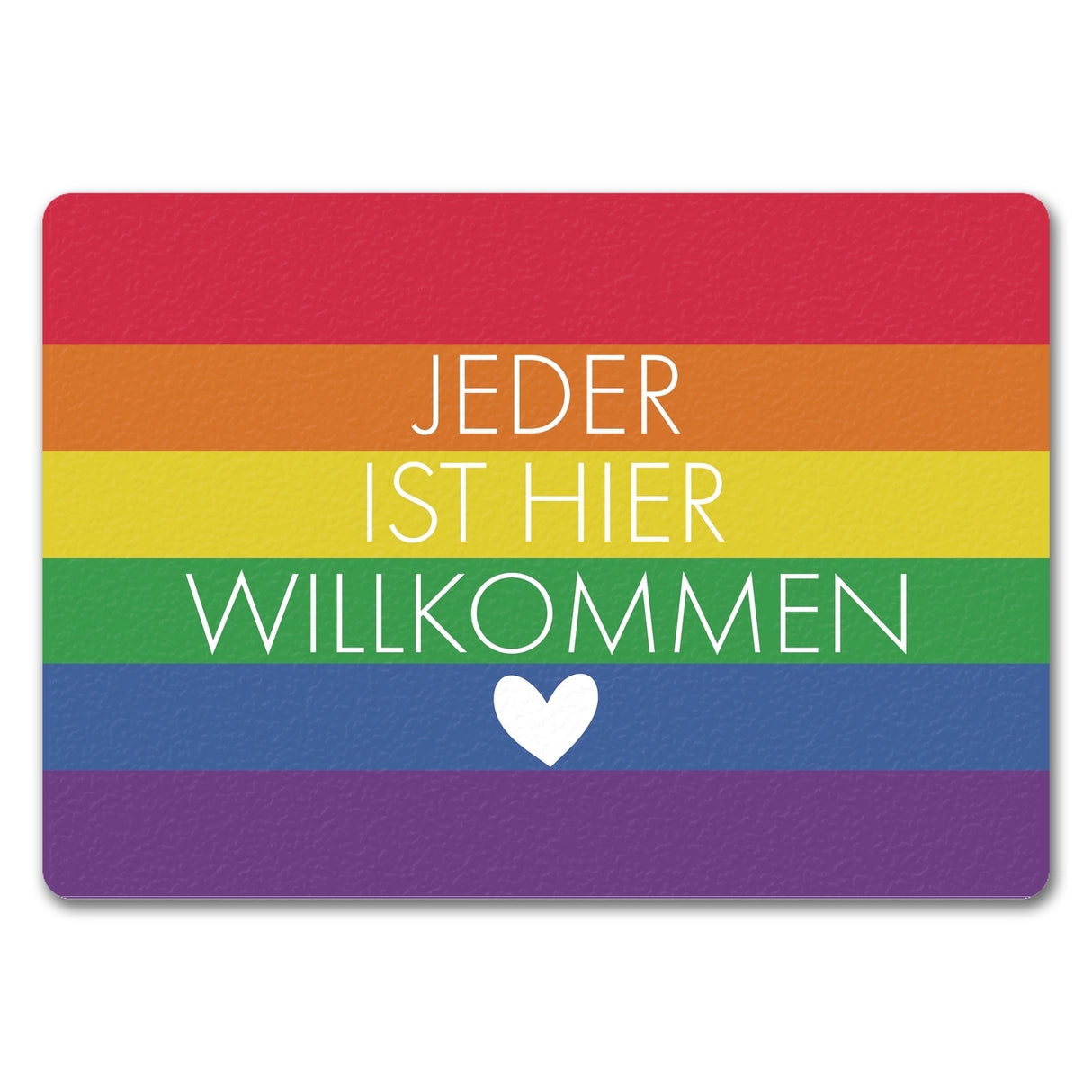 Jeder ist hier willkommen Fußmatte mit Regenbogenfahne