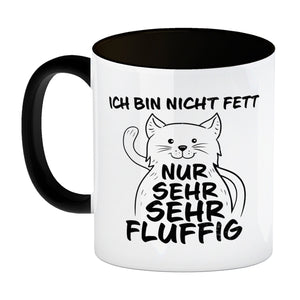 Ich bin nicht Fett nur sehr fluffig Kaffeebecher mit lustiger Katze