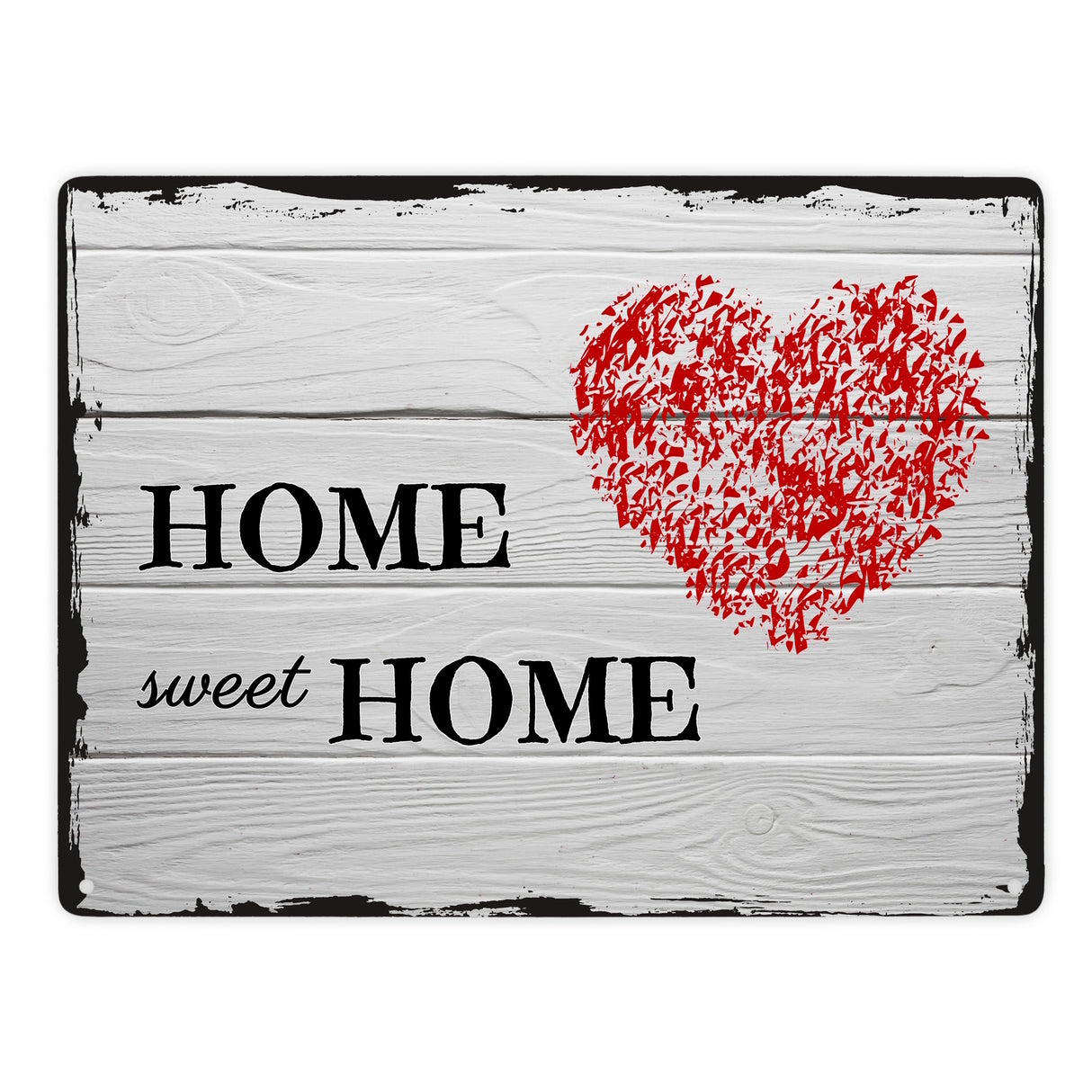 HOME sweet HOME Metallschild in 15x20 cm mit Herz und Holzoptik