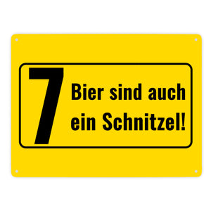Metallschild in 15x20 cm mit Alkohol-Spruch 7 Bier sind auch ein Schnitzel