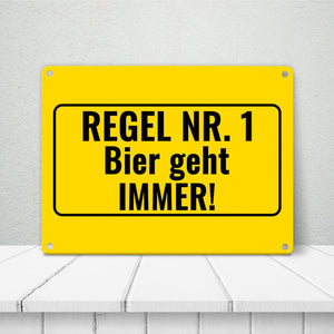 Metallschild in 15x20 cm mit Alkohol-Spruch 7 Bier sind auch ein Schnitzel