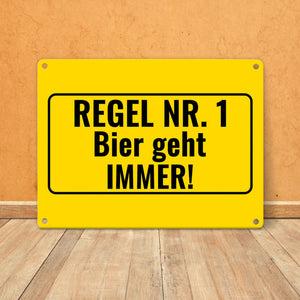 Metallschild in 15x20 cm mit Alkohol-Spruch 7 Bier sind auch ein Schnitzel
