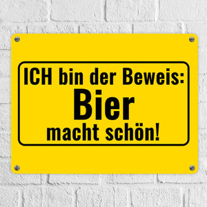 Metallschild in 15x20 cm mit Alkohol-Spruch 7 Bier sind auch ein Schnitzel