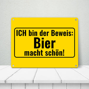 Metallschild in 15x20 cm mit Alkohol-Spruch 7 Bier sind auch ein Schnitzel