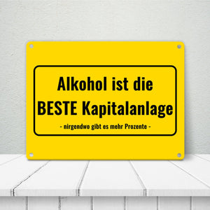 Metallschild in 15x20 cm mit Alkohol-Spruch 7 Bier sind auch ein Schnitzel