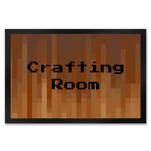Fußmatte in 35x50 cm mit Pixelmotiv und Spruch: Crafting Room Pixel Art Zockerzimmer