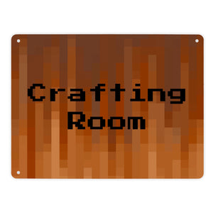 Metallschild in 15x20 cm Pixelmotiv und Spruch: Crafting Room Pixel Art Zockerzimmer