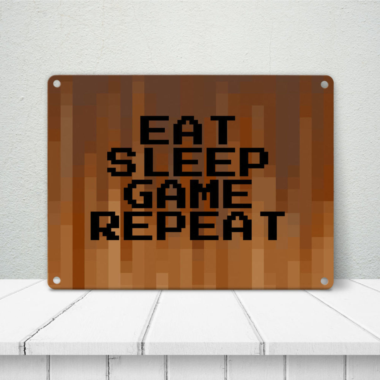 Metallschild in 15x20 cm Pixelmotiv und Spruch: Crafting Room Pixel Art Zockerzimmer