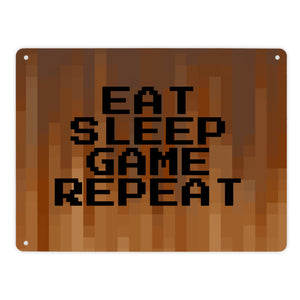 Metallschild in 15x20 cm Pixelmotiv und Spruch: Crafting Room Pixel Art Zockerzimmer