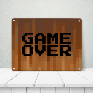 Metallschild in 15x20 cm Pixelmotiv und Spruch: Crafting Room Pixel Art Zockerzimmer