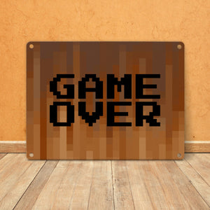 Metallschild in 15x20 cm Pixelmotiv und Spruch: Crafting Room Pixel Art Zockerzimmer