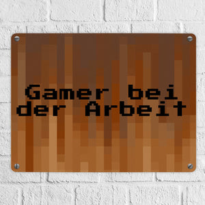 Metallschild in 15x20 cm Pixelmotiv und Spruch: Crafting Room Pixel Art Zockerzimmer