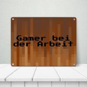 Metallschild in 15x20 cm Pixelmotiv und Spruch: Crafting Room Pixel Art Zockerzimmer