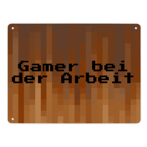 Metallschild in 15x20 cm Pixelmotiv und Spruch: Crafting Room Pixel Art Zockerzimmer
