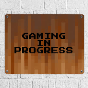 Metallschild in 15x20 cm Pixelmotiv und Spruch: Crafting Room Pixel Art Zockerzimmer