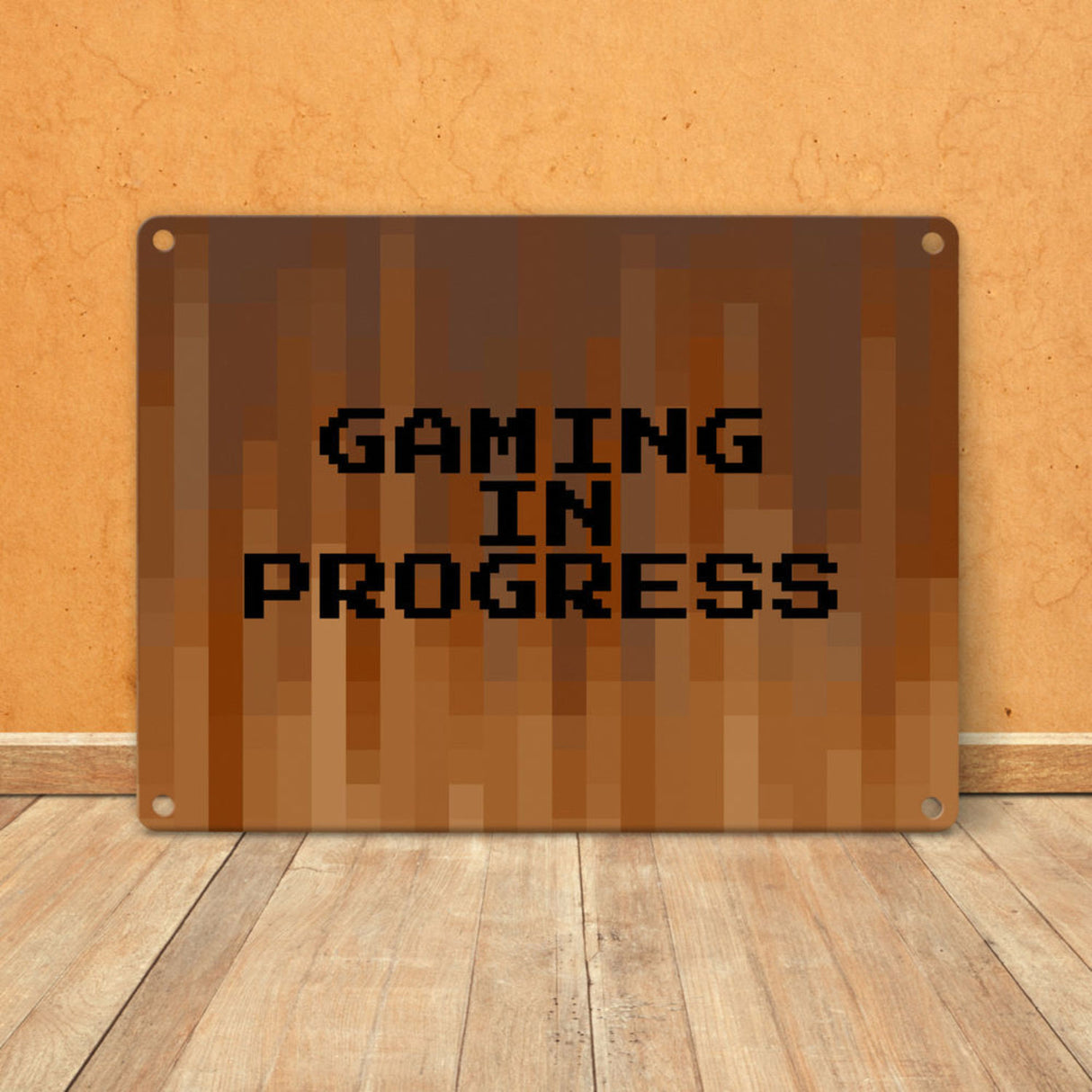 Metallschild in 15x20 cm Pixelmotiv und Spruch: Crafting Room Pixel Art Zockerzimmer