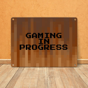 Metallschild in 15x20 cm Pixelmotiv und Spruch: Crafting Room Pixel Art Zockerzimmer