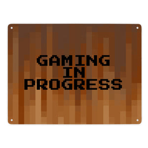 Metallschild in 15x20 cm Pixelmotiv und Spruch: Crafting Room Pixel Art Zockerzimmer