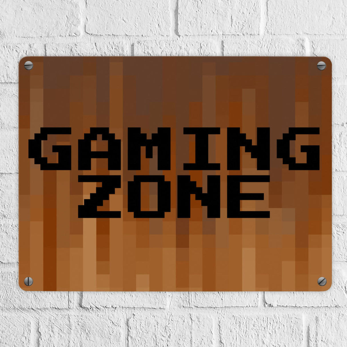 Metallschild in 15x20 cm Pixelmotiv und Spruch: Crafting Room Pixel Art Zockerzimmer
