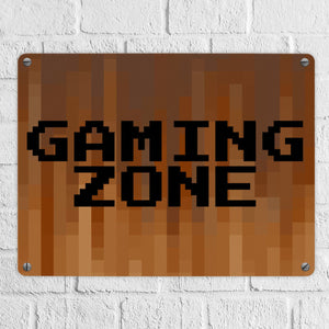 Metallschild in 15x20 cm Pixelmotiv und Spruch: Crafting Room Pixel Art Zockerzimmer