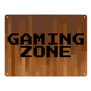 Metallschild in 15x20 cm Pixelmotiv und Spruch: Crafting Room Pixel Art Zockerzimmer