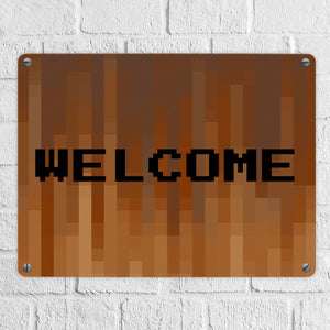 Metallschild in 15x20 cm Pixelmotiv und Spruch: Crafting Room Pixel Art Zockerzimmer