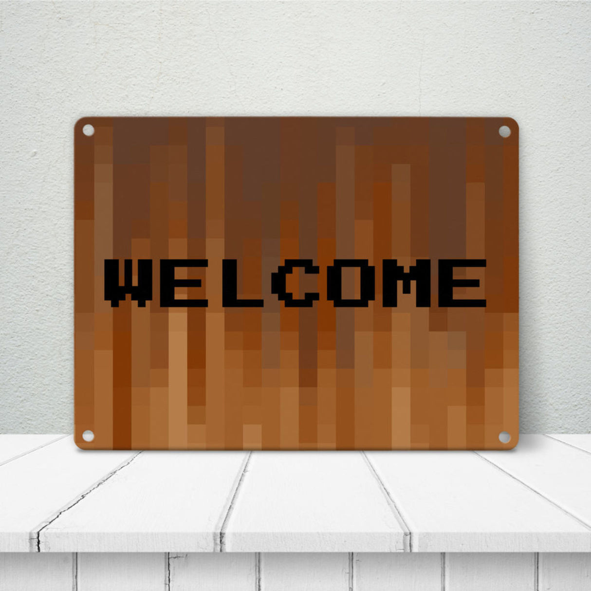Metallschild in 15x20 cm Pixelmotiv und Spruch: Crafting Room Pixel Art Zockerzimmer