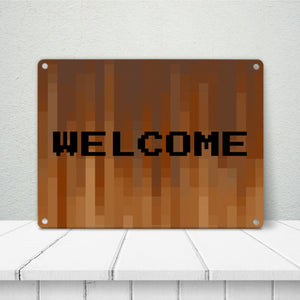 Metallschild in 15x20 cm Pixelmotiv und Spruch: Crafting Room Pixel Art Zockerzimmer