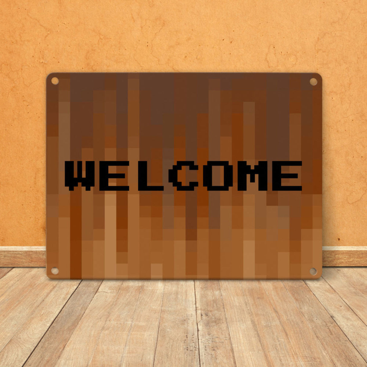 Metallschild in 15x20 cm Pixelmotiv und Spruch: Crafting Room Pixel Art Zockerzimmer