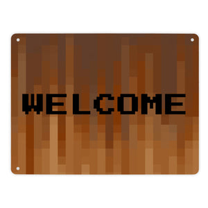 Metallschild in 15x20 cm Pixelmotiv und Spruch: Crafting Room Pixel Art Zockerzimmer