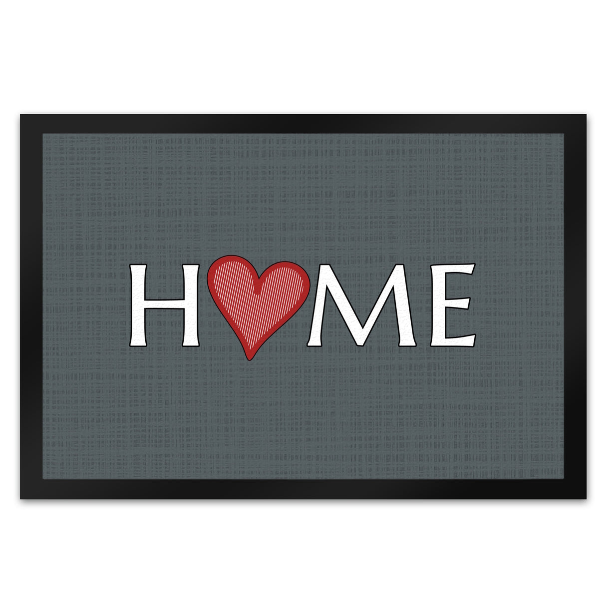 Fußmatte in 35x50 cm in dunkelgrau mit Spruch und Symbol Home und Herz