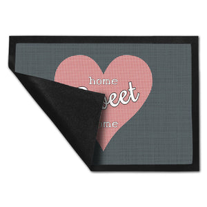 Fußmatte in 35x50 cm in dunkelgrau mit Spruch und Symbol Home und Herz