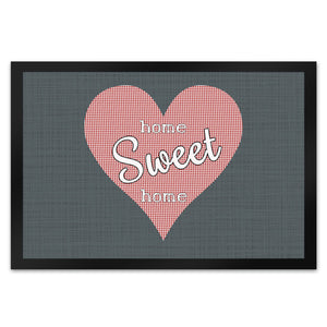 Fußmatte in 35x50 cm in dunkelgrau mit Spruch und Symbol Home und Herz