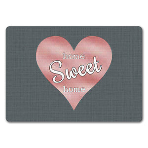 Fußmatte in 35x50 cm in dunkelgrau mit Spruch und Symbol Home und Herz
