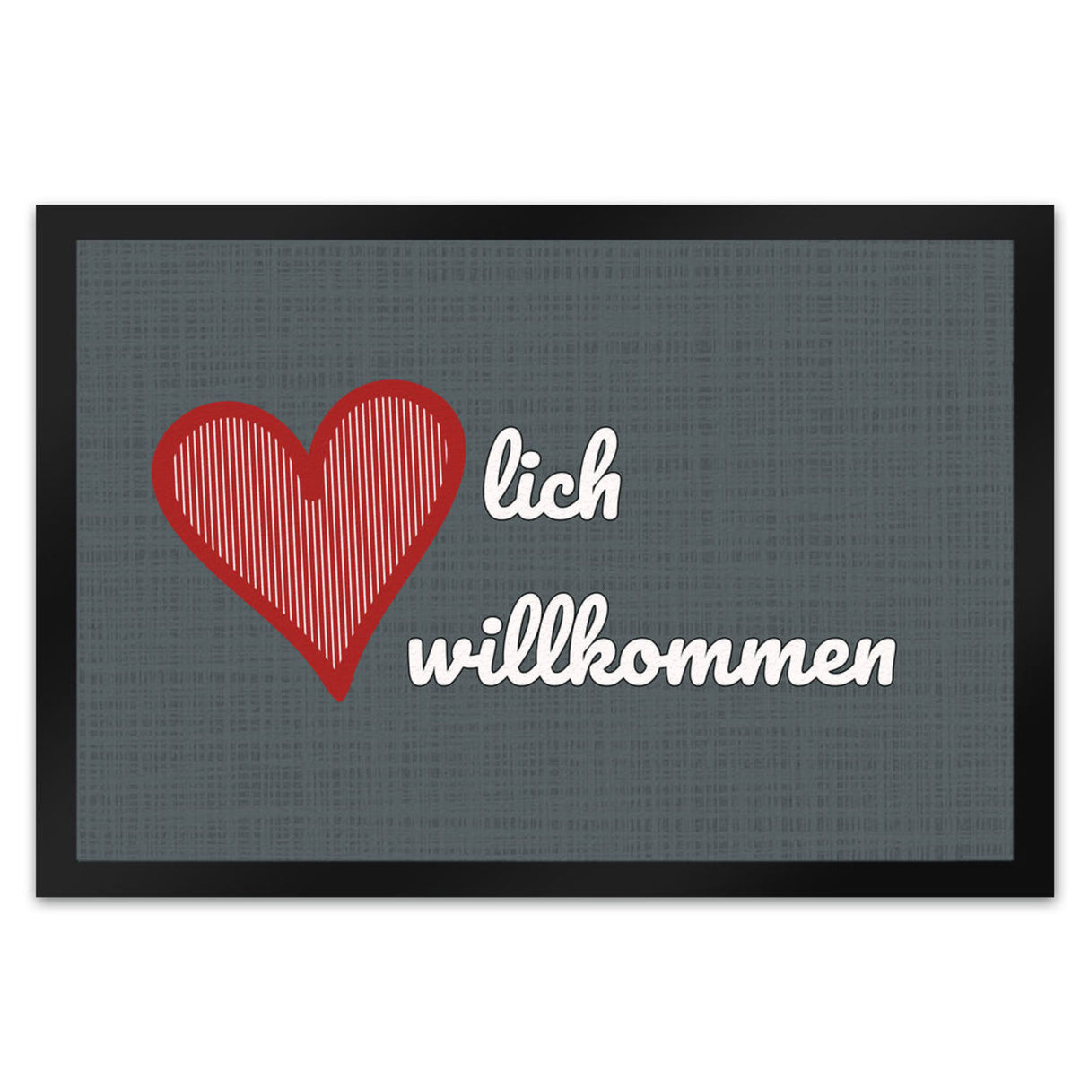 Fußmatte in 35x50 cm in dunkelgrau mit Spruch und Symbol Home und Herz