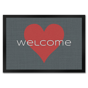 Fußmatte in 35x50 cm in dunkelgrau mit Spruch und Symbol Home und Herz