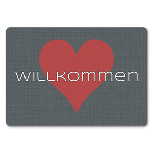 Fußmatte in 35x50 cm in dunkelgrau mit Spruch und Symbol Home und Herz