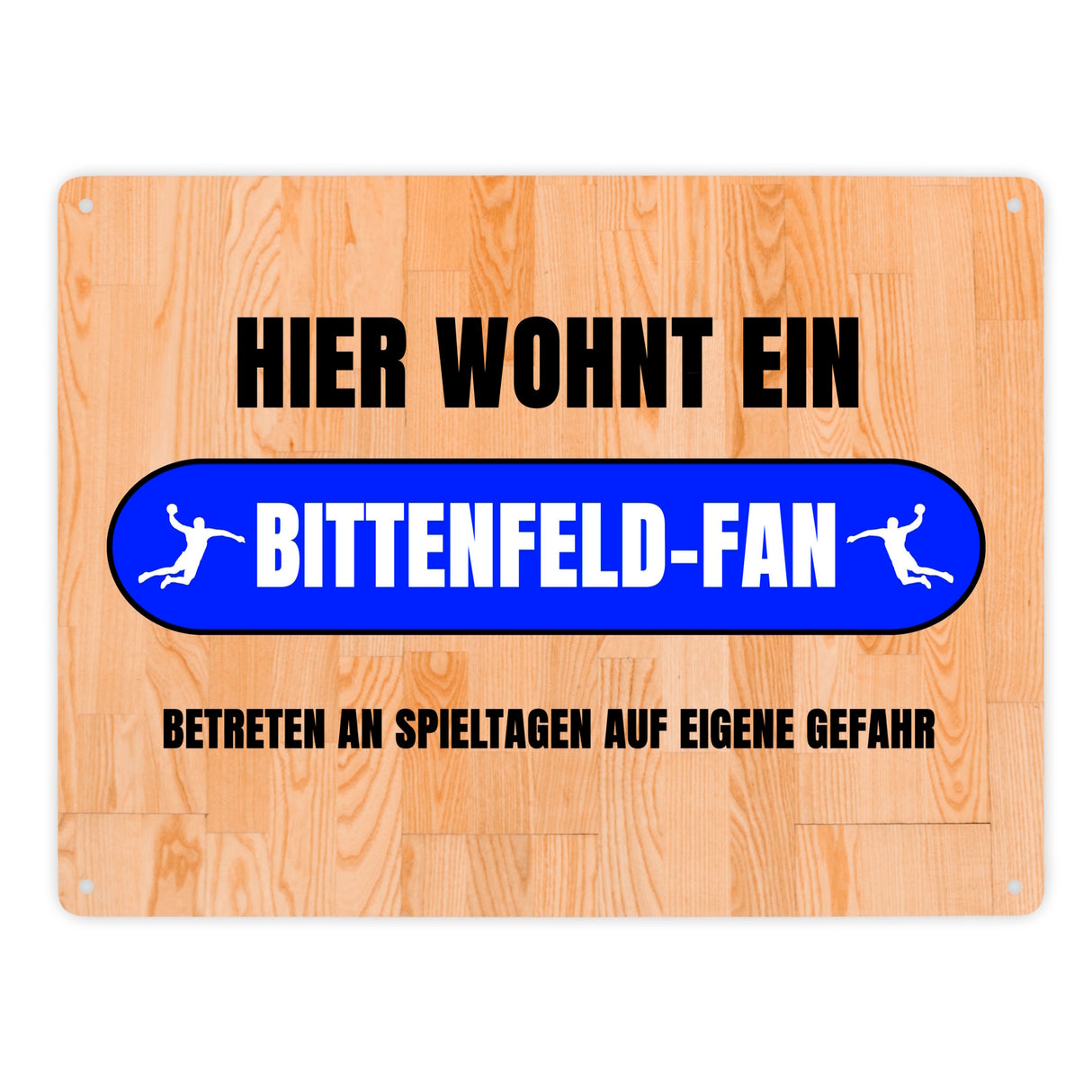 Hier wohnt ein Bittenfeld-Fan Metallschild in 15x20 cm mit Turnhallenboden Motiv