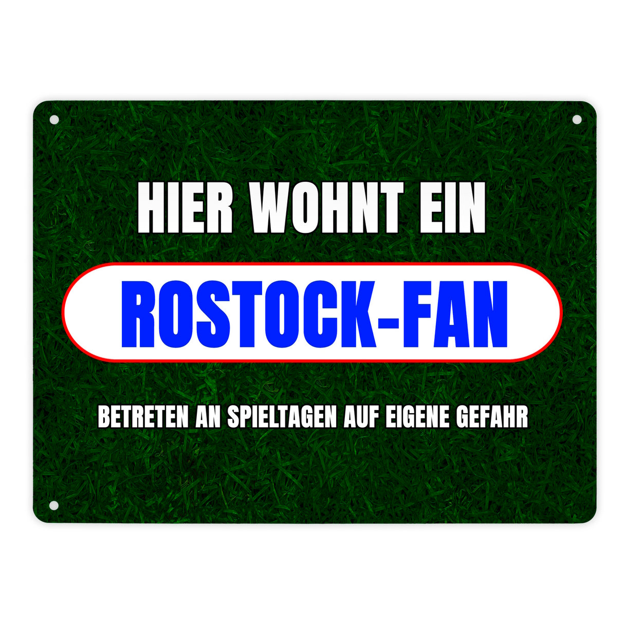 Hier wohnt ein Rostock-Fan Metallschild in 15x20 cm mit Rasenmotiv