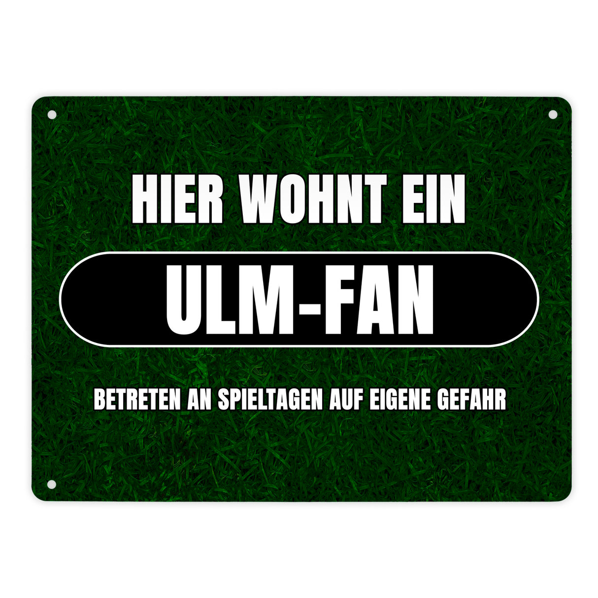 Hier wohnt ein Ulm-Fan Metallschild in 15x20 cm mit Rasenmotiv