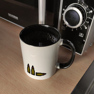 Kaffeebecher mit Spruch: Ziele im Leben, nicht genug Munition! Fadenkreuz