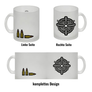 Kaffeebecher mit Spruch: Ziele im Leben, nicht genug Munition! Fadenkreuz