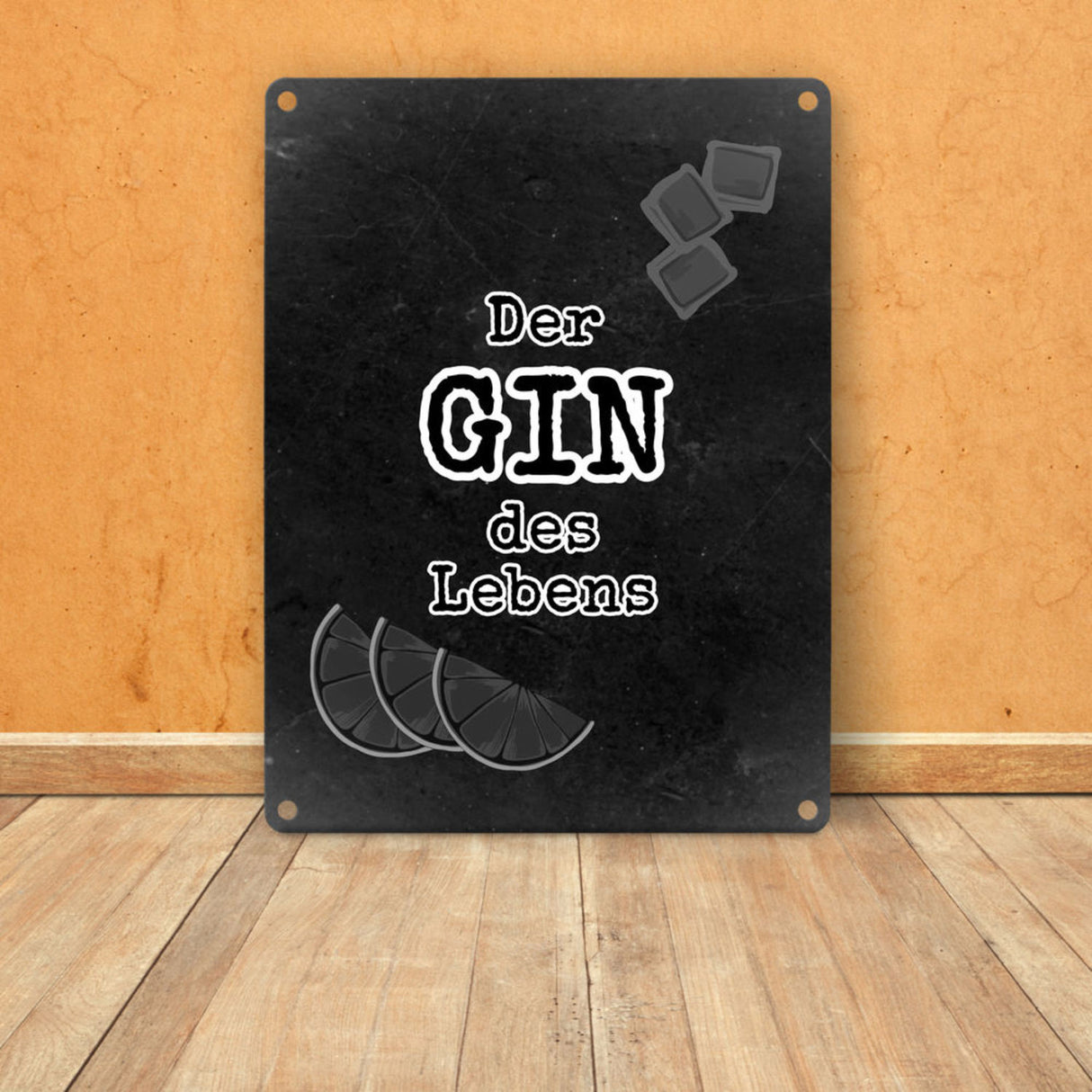 Metallschild in 15x20 cm mit Spruch Gib deinem Leben einen GIN