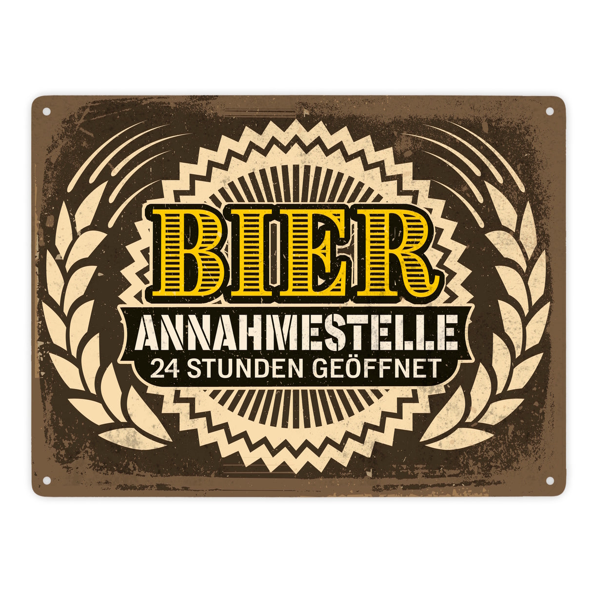 Bier Annahmestelle Metallschild mit coolem Spruch und Biermotiven Alkohol Männer
