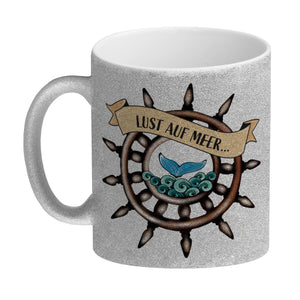Kaffeebecher Lust auf Meer mit maritimen Motiv Flosse Steuerrad Meer Wellen