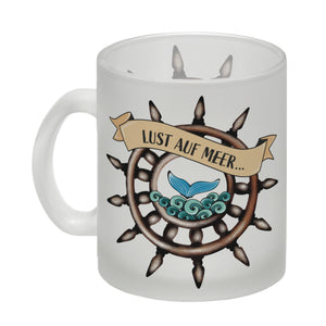 Kaffeebecher Lust auf Meer mit maritimen Motiv Flosse Steuerrad Meer Wellen