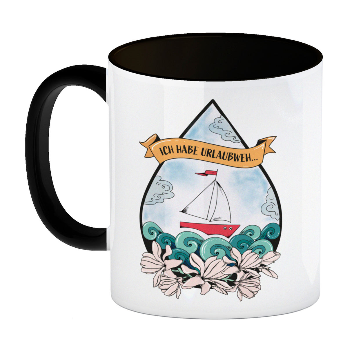 Kaffeebecher Urlaubweh mit maritimen Motiven Fernweh Nordsee Schifffahrt